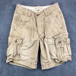 Hollister California Mens Cargo Shorts Size 30 Beige 100% Cotton Casual